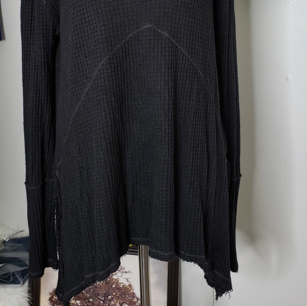 Free People Sunset Park Thermal Top Tunic Over Sized Black Bohemian Fall Winter - Picture 8 of 10